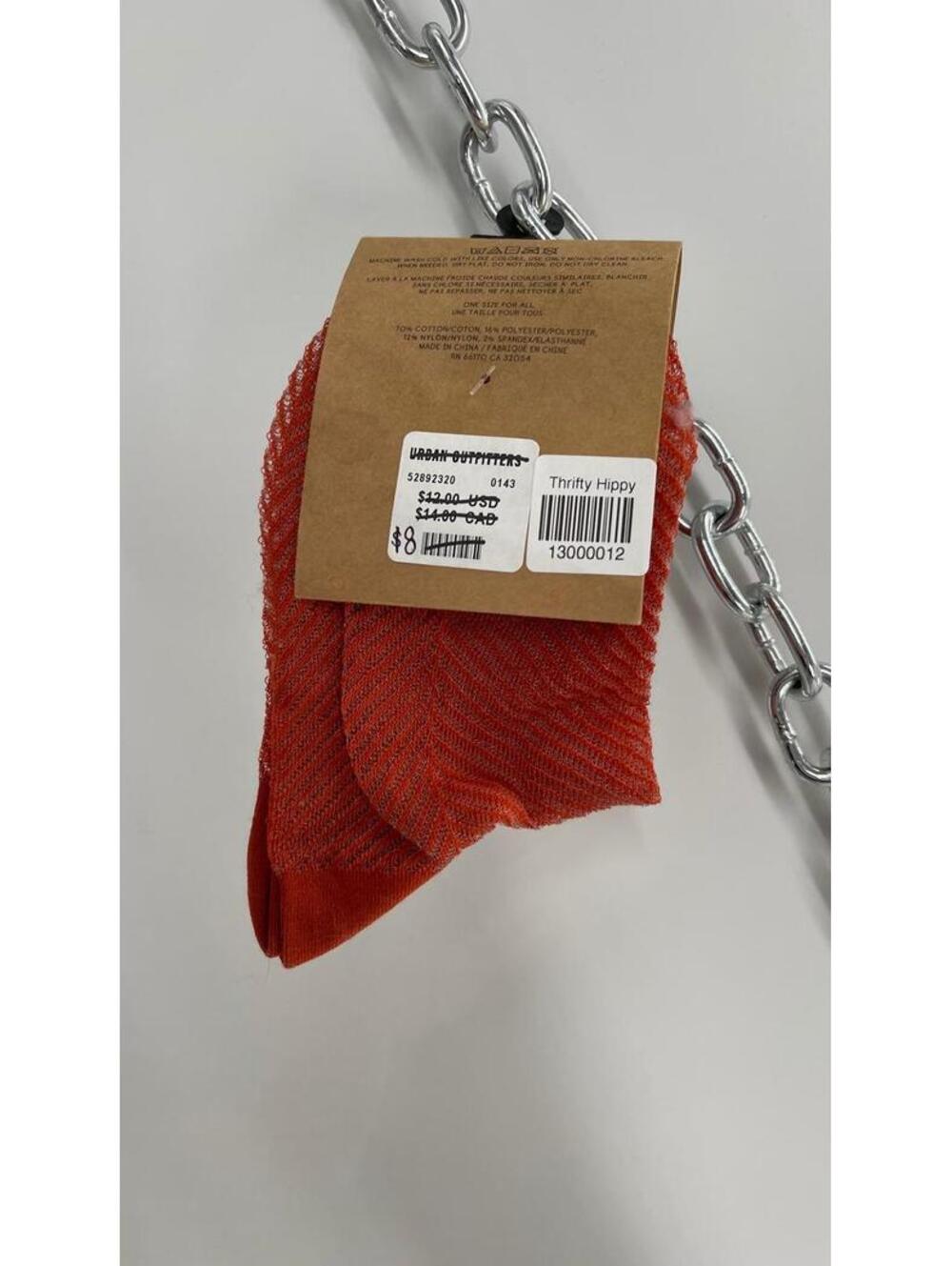 Urban Outfitters Orange Patterned Mesh Socks